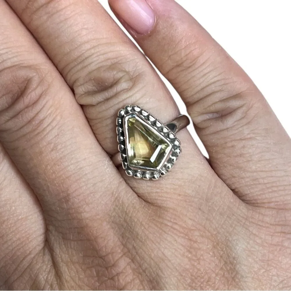 Amazing Artisan Genuine Citrine Sterling Silver Cocktail Ring Size 7.5